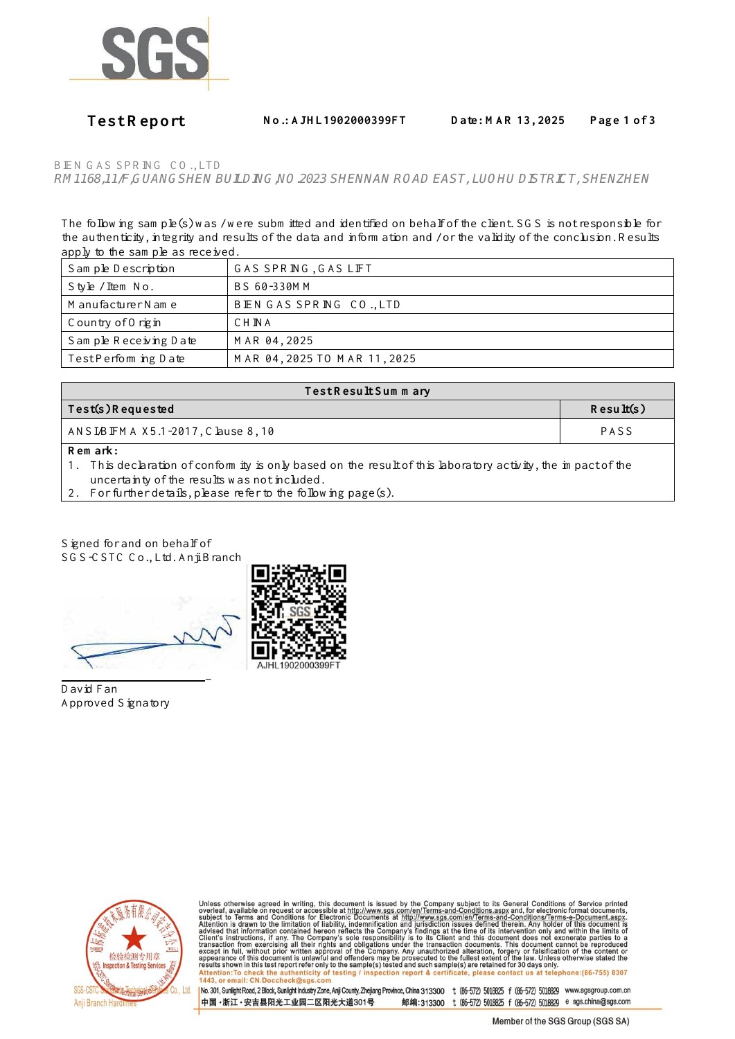 SGS test raporu — 2025