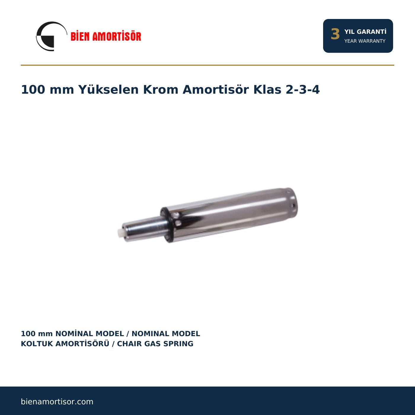 100 mm Yükselen Krom Amortisör Klas 2-3-4