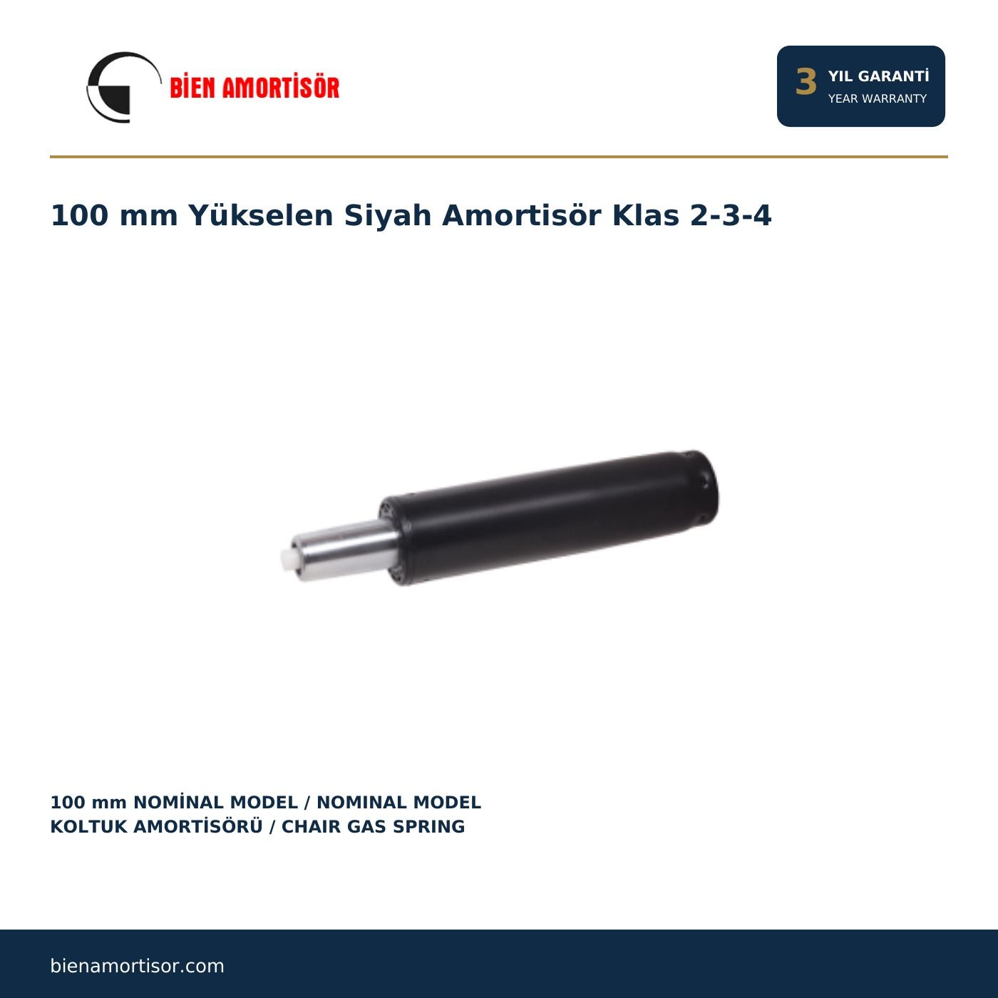 100 mm Yükselen Siyah Amortisör Klas 2-3-4