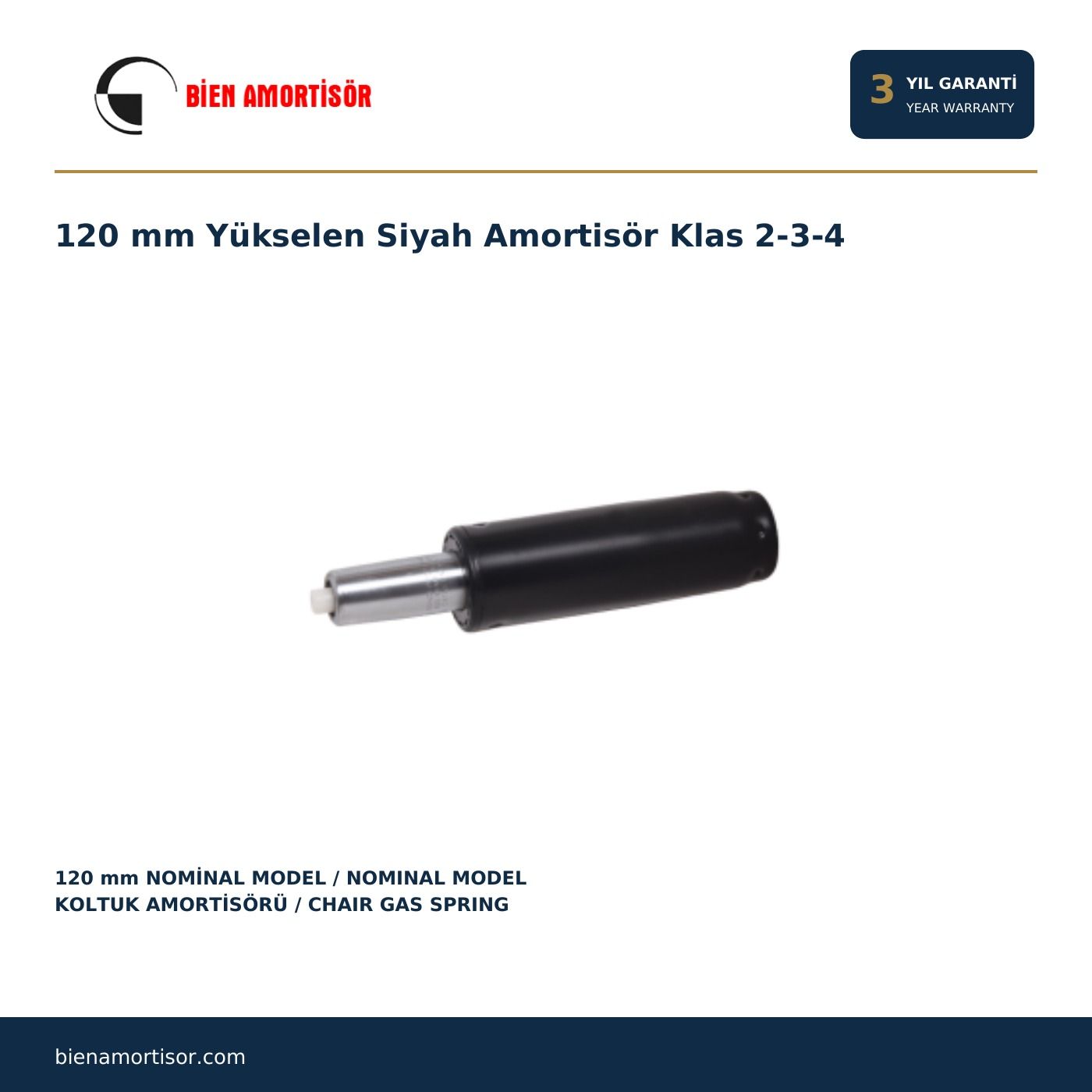120 mm Yükselen Siyah Amortisör Klas 2-3-4