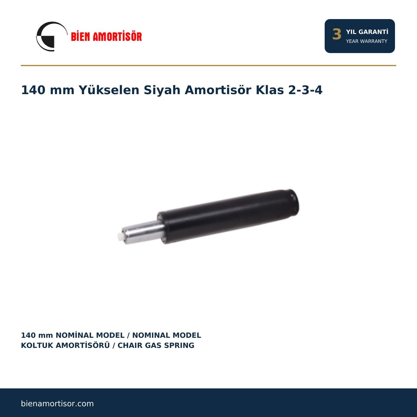 140 mm Yükselen Siyah Amortisör Klas 2-3-4