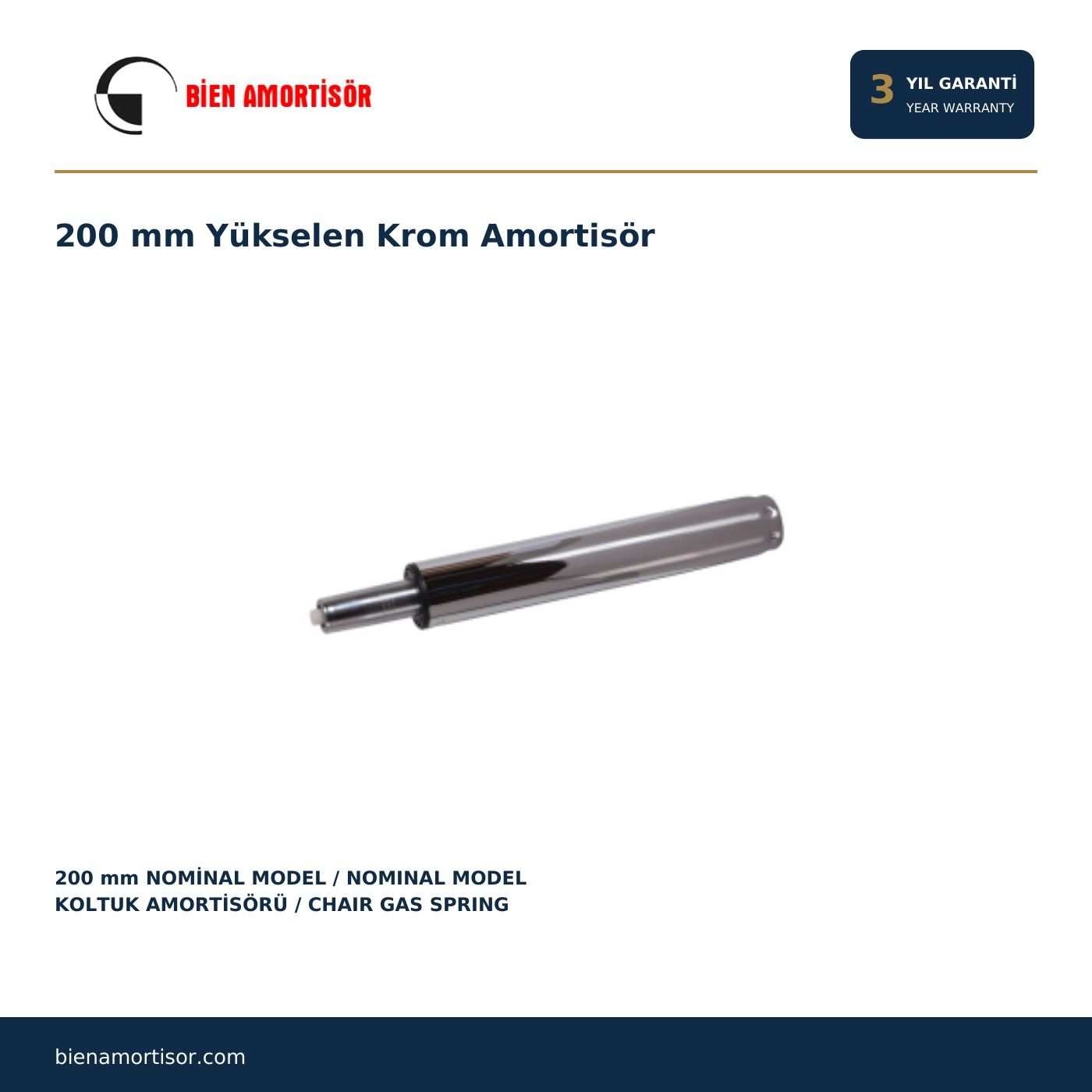 200 mm Yükselen Krom Amortisör