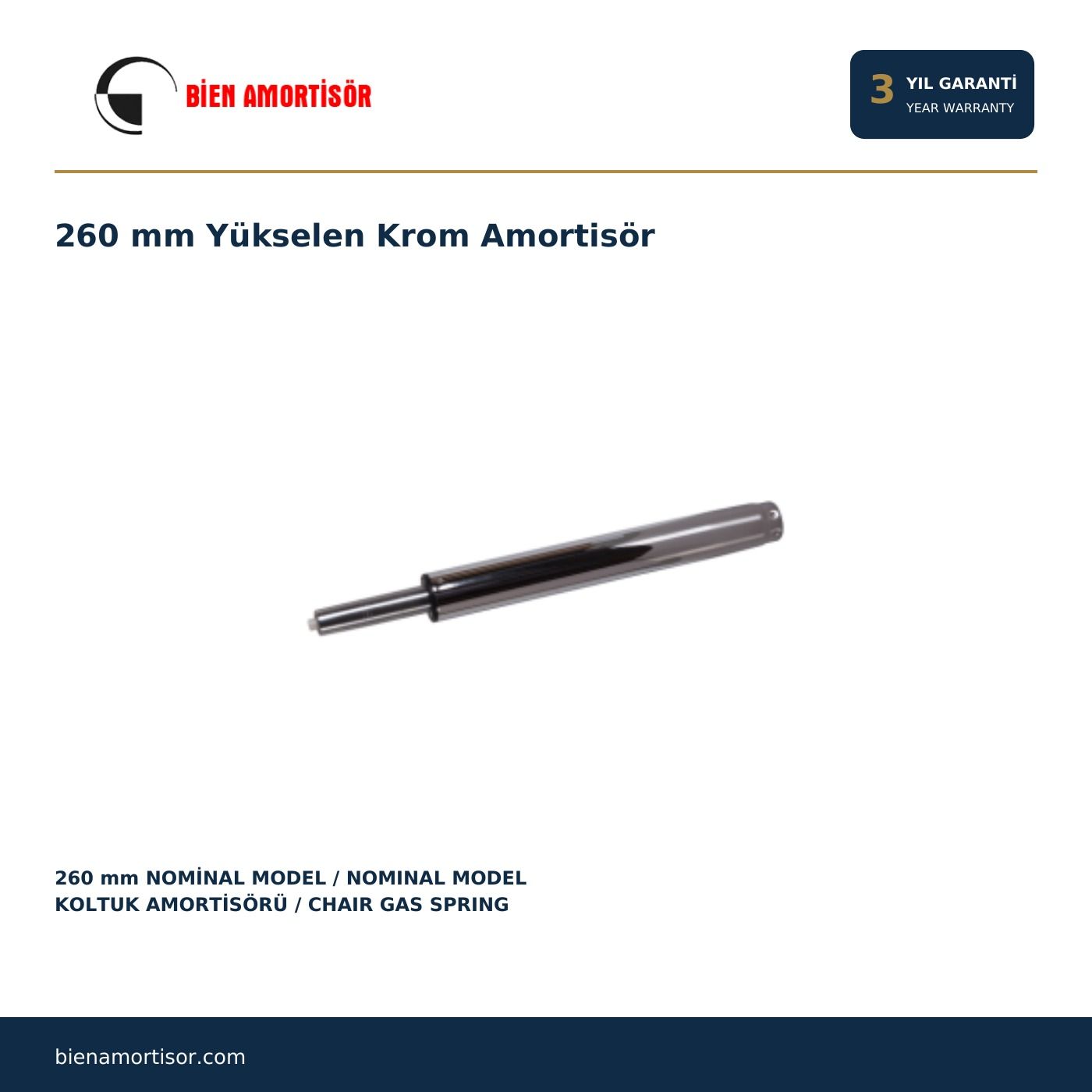 260 mm Yükselen Krom Amortisör