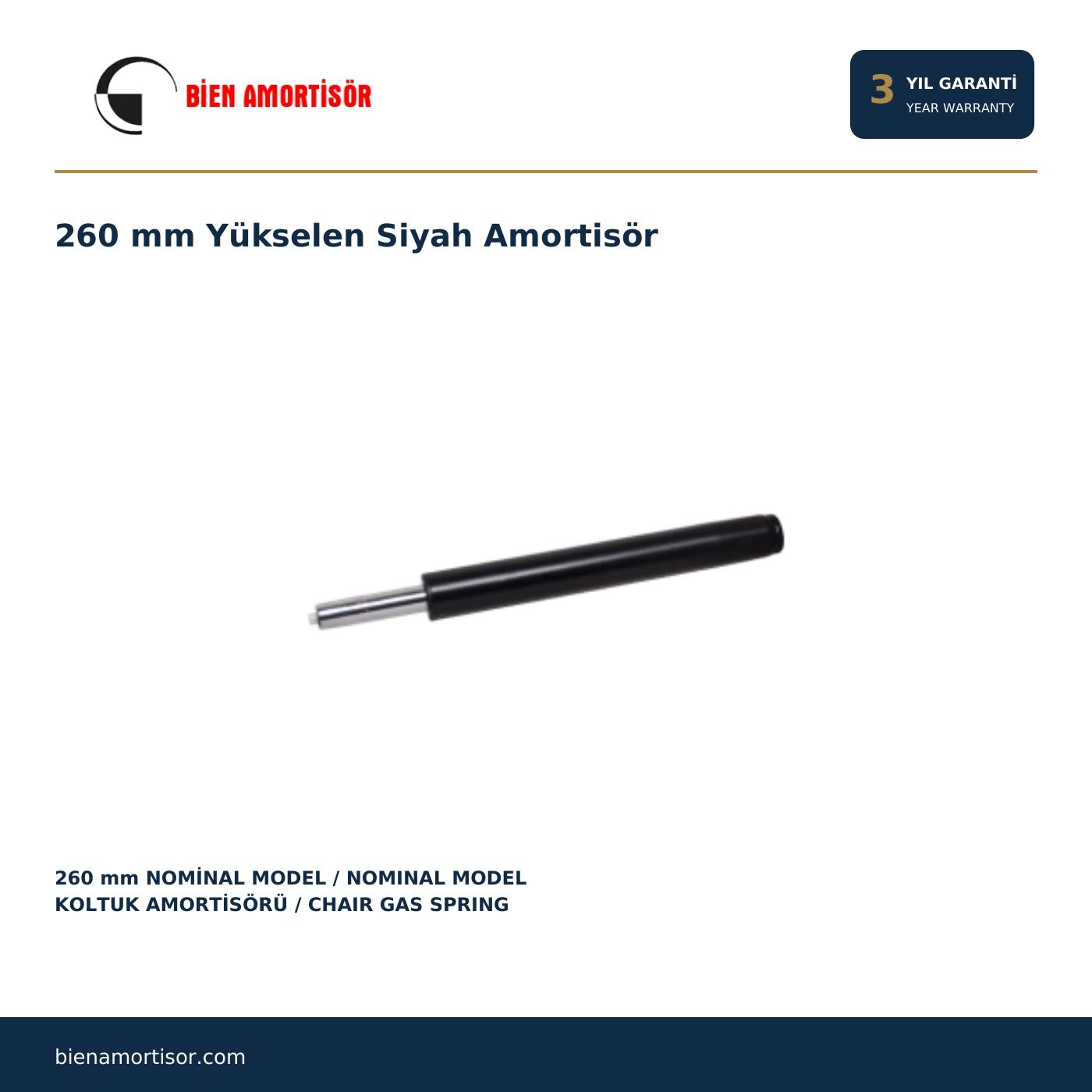 260 mm Yükselen Siyah Amortisör