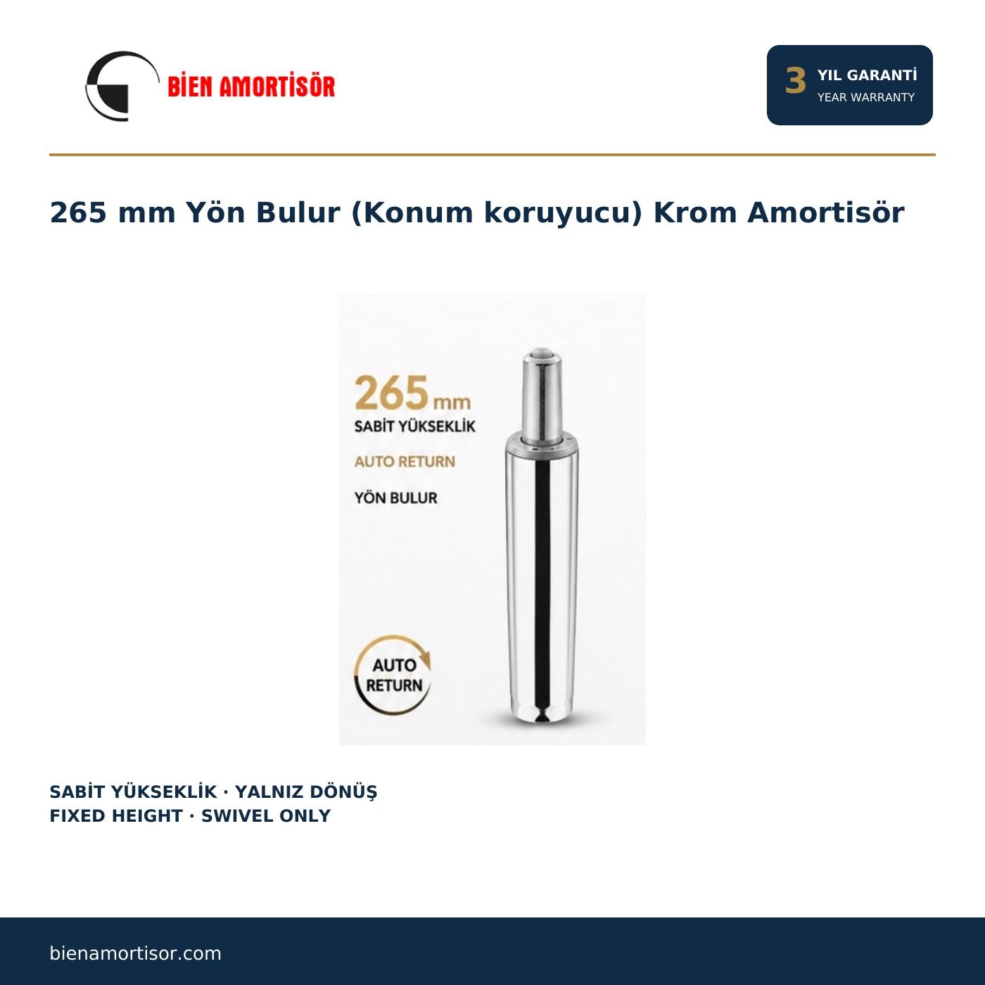 265 mm Yön Bulur (Konum koruyucu) Krom Amortisör 