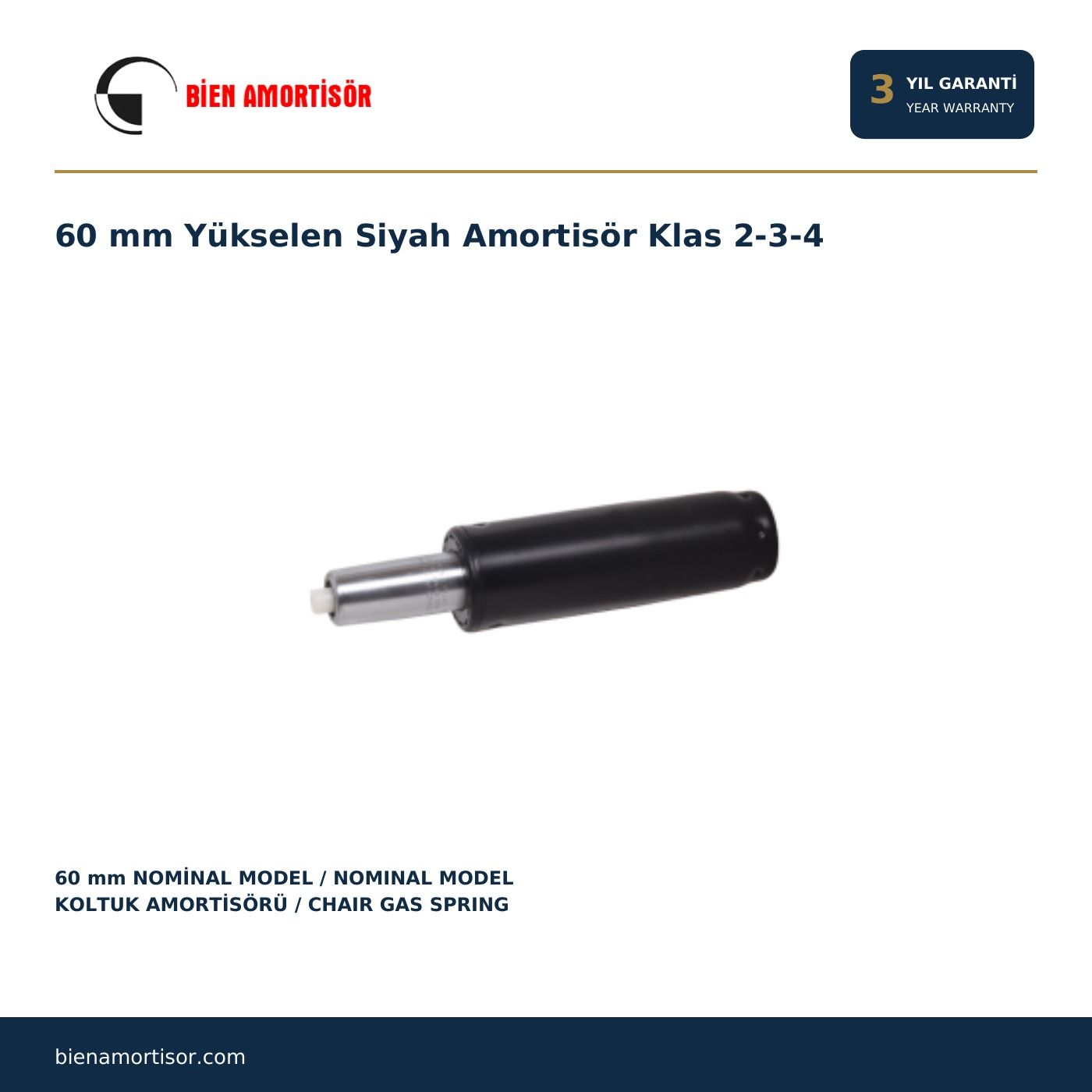 60 mm Yükselen Siyah Amortisör Klas 2-3-4