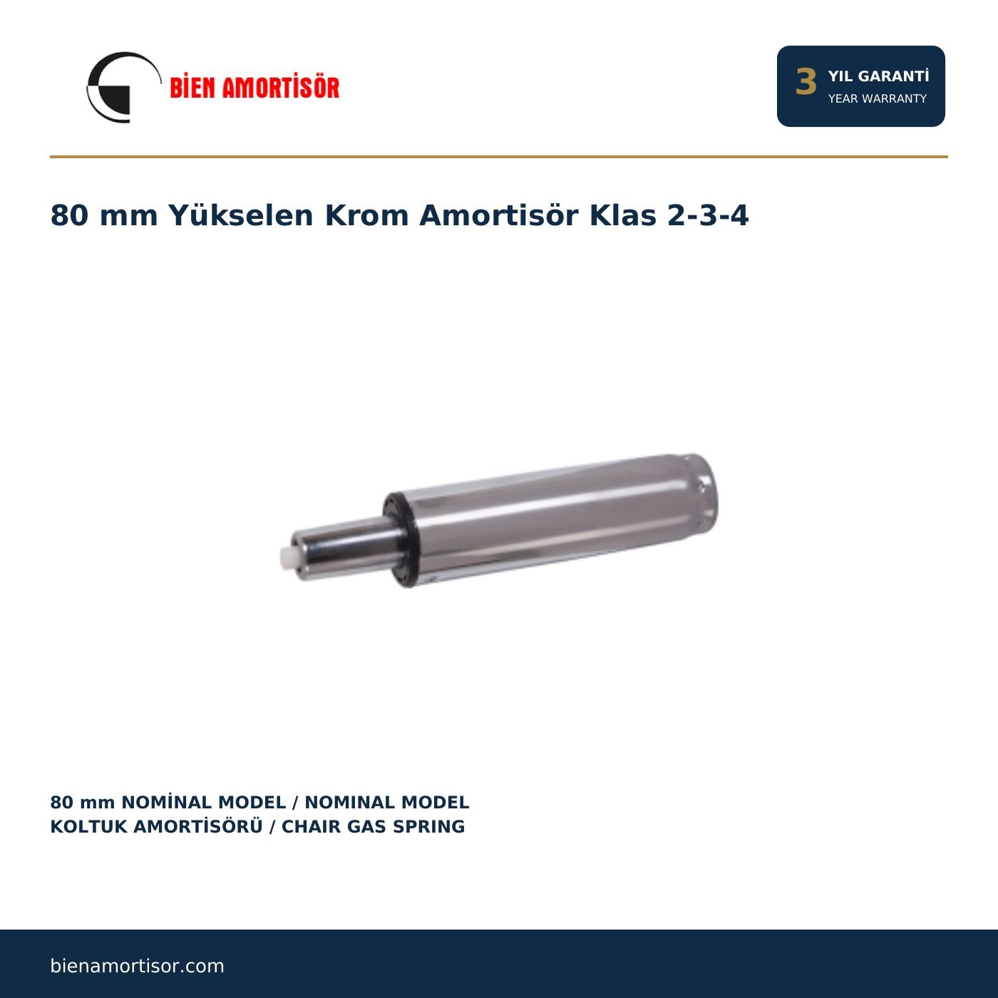 80 mm Yükselen Krom Amortisör Klas 2-3-4